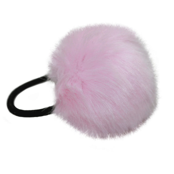 Faux Fur Pom Pom Hair Elastic | Baby Pink