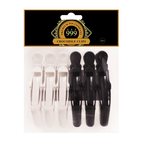 999 Premium Pin Company | 6pc Non-Slip Crocodile Clips Black & White