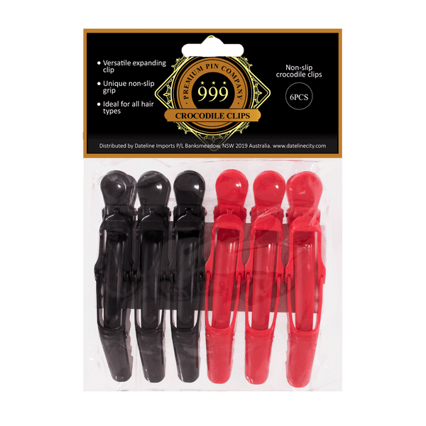 999 Premium Pin Company | 6pc Non-Slip Crocodile Clips Black & Red