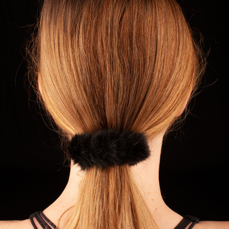 Faux Fur Scrunchie | Black