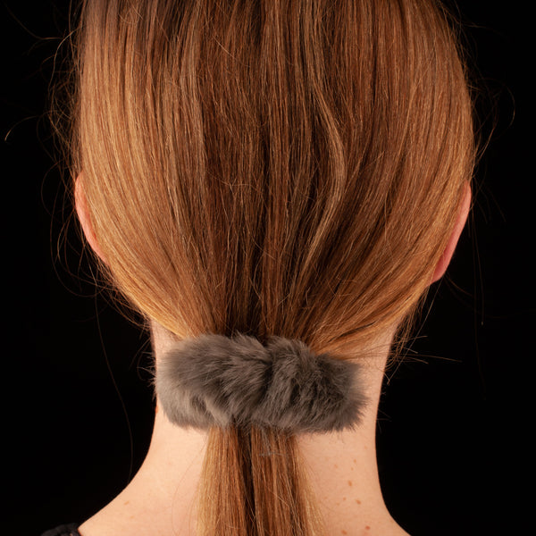 Faux Fur Scrunchie | Smoke Grey