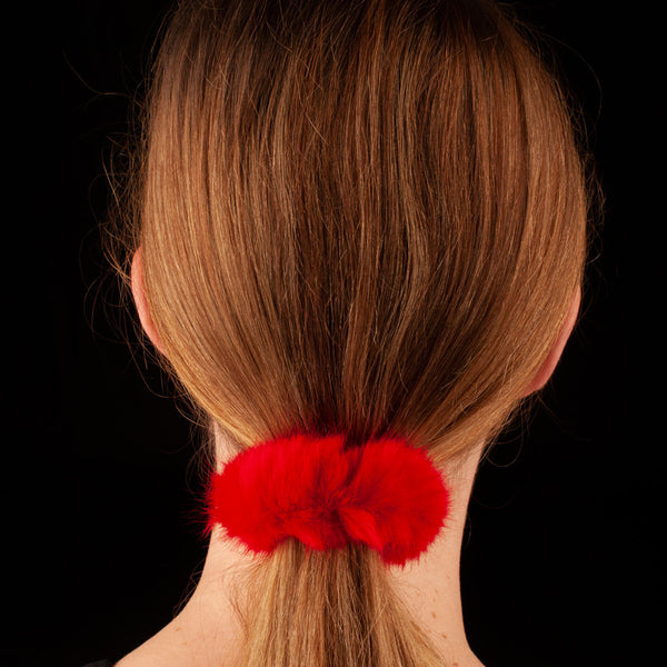 Faux Fur Scrunchie | Red