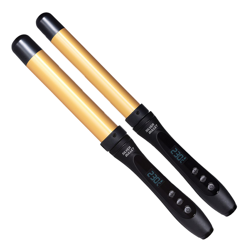 Silver Bullet Fastlane Gold 25mm and 32mm Clipless Curling Wands