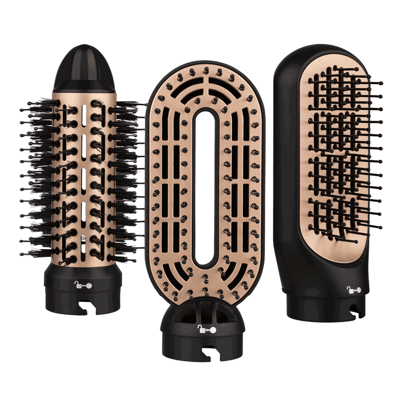 Silver Bullet Black & Gold Unlimited Hot Air Hair Brush  hot tube, vent and paddle attachments