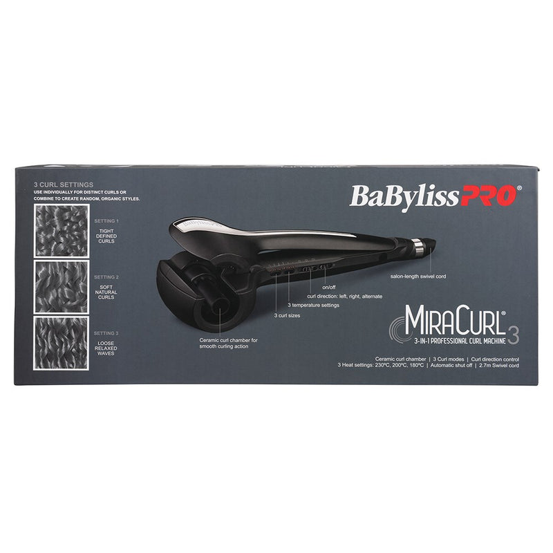 Packaging of Babyliss Pro Black MiraCurl 3 in 1 Professional Curl Machine 