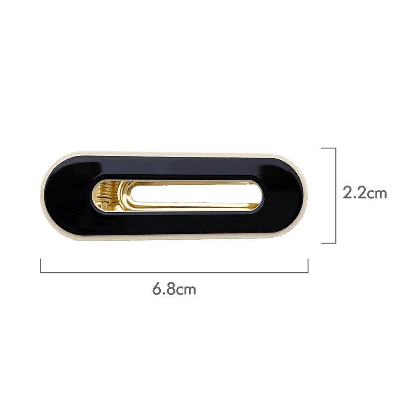 Lydia Oval Slide Clip Pack of 2 | Black With Ivory Trim