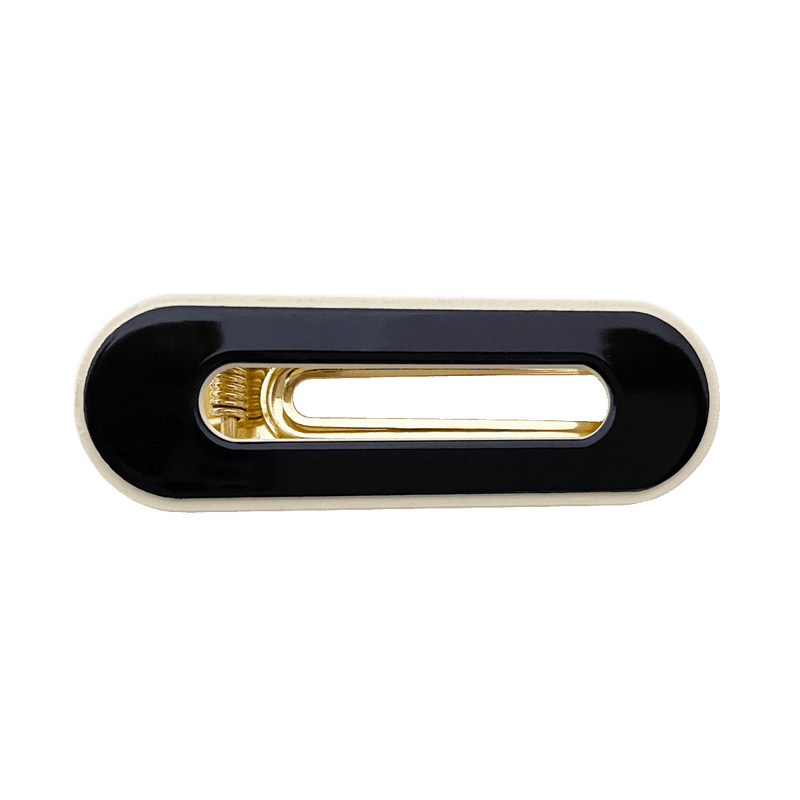 Lydia Oval Slide Clip Pack of 2 | Black With Ivory Trim