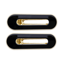 Lydia Oval Slide Clip Pack of 2 | Black With Ivory Trim