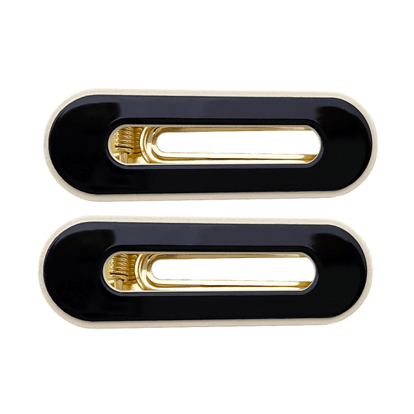 Lydia Oval Slide Clip Pack of 2 | Black With Ivory Trim