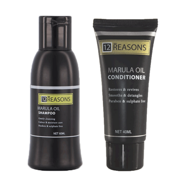 12Reasons Marula Oil Shampoo & Conditioner Travel Pack | 60ml Shampoo & 40ml Conditioner