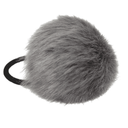Faux Fur Pom Pom Hair Elastic | Smoke Grey