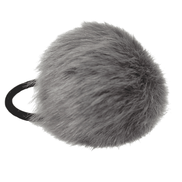 Faux Fur Pom Pom Hair Elastic | Smoke Grey