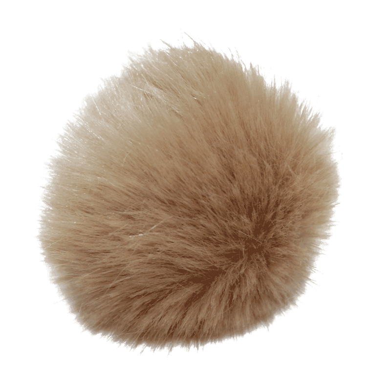 Faux Fur Pom Pom Hair Elastic | Camel