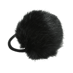 Faux Fur Pom Pom Hair Elastic | Black