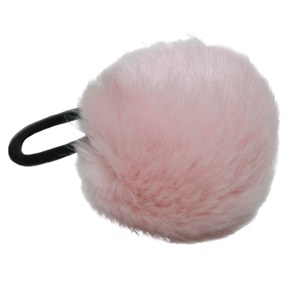Faux Fur Pom Pom Hair Elastic | Peach