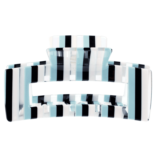 Melanie Hair Claw | Stripe Black, White & Light Blue