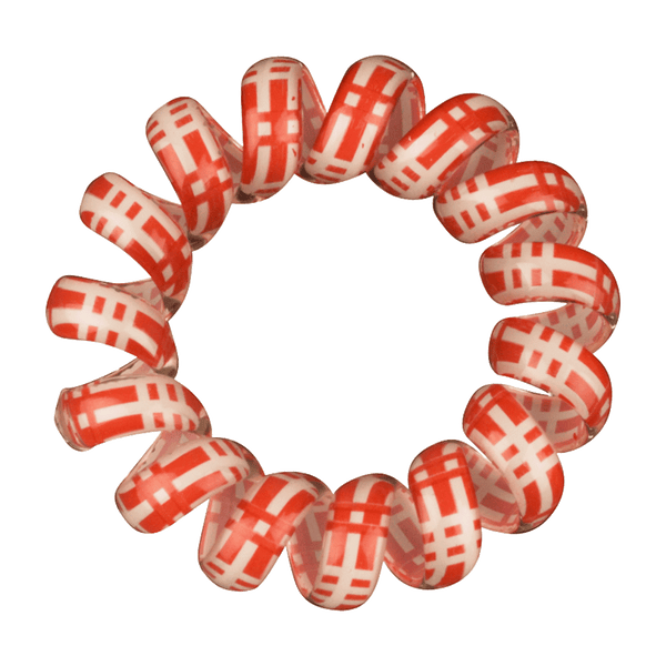 Phone Cord Hair Tie  |  Set of 3 Red|White