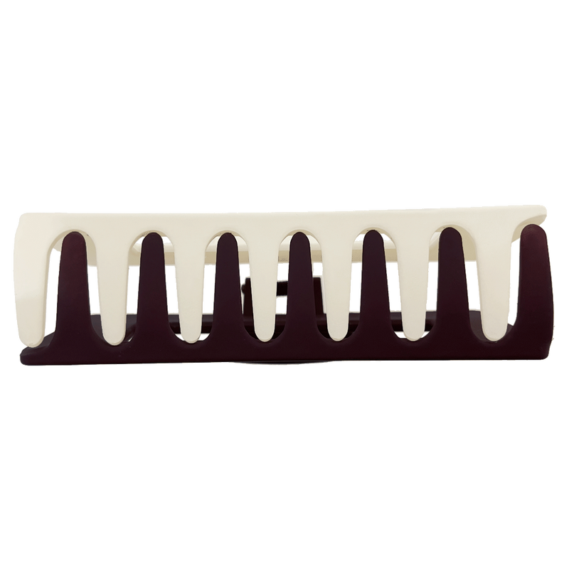 Melanie Hair Claw | Two Tone Burgundy & White