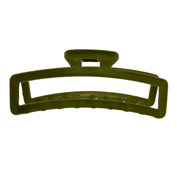 Antonia Hair Claw | Olive Velvet Like Soft Touch Finish