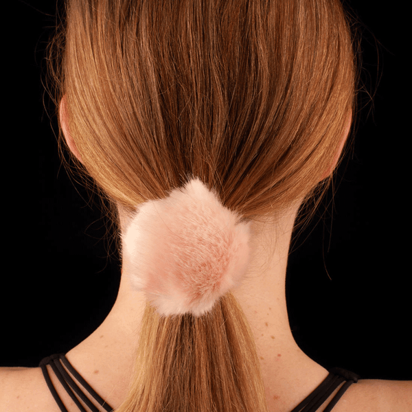 Faux Fur Pom Pom Hair Elastic | Peach