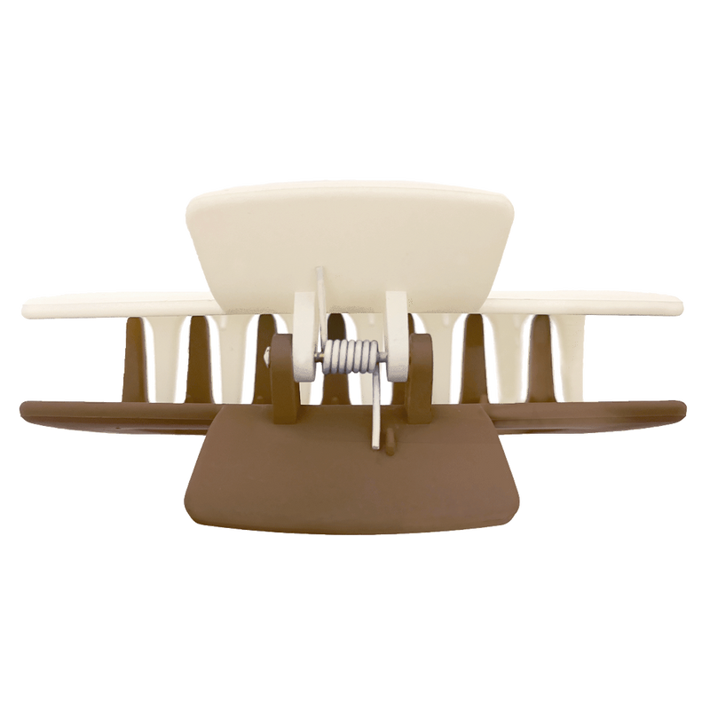 Melanie Hair Claw | Two Tone Taupe & White