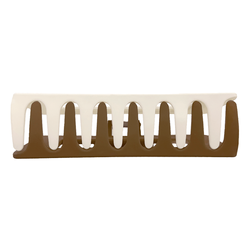 Melanie Hair Claw | Two Tone Taupe & White